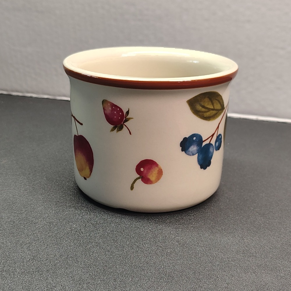 Longaberger Orchard Park Crock White Fruit Print Kitchen Pottery